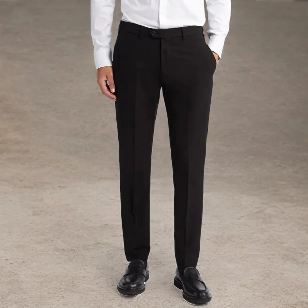 Men's Classic Fit Flat Front Dress Pants Expandable Waist Wrinkle Free Suit Pant
